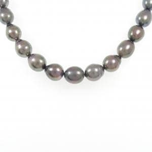 Silver clasp black butterfly pearl necklace 8-10.5mm