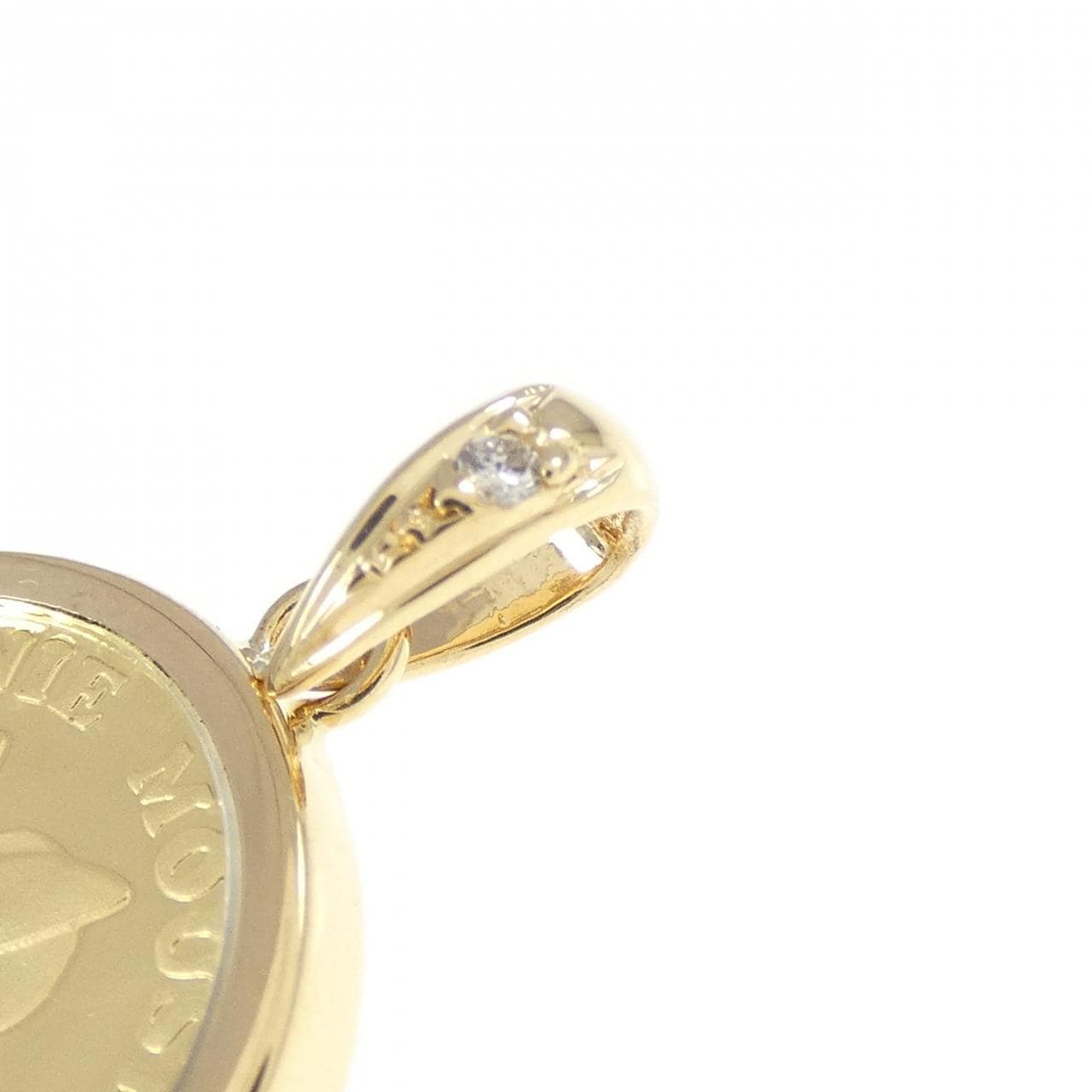 K18YG(枠) ダイヤモンド コイン ペンダント 0.01CT