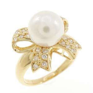 K18YG リボン アコヤパール リング 8mm