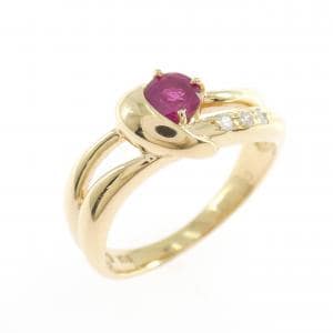 K18YG ルビー リング 0.39CT