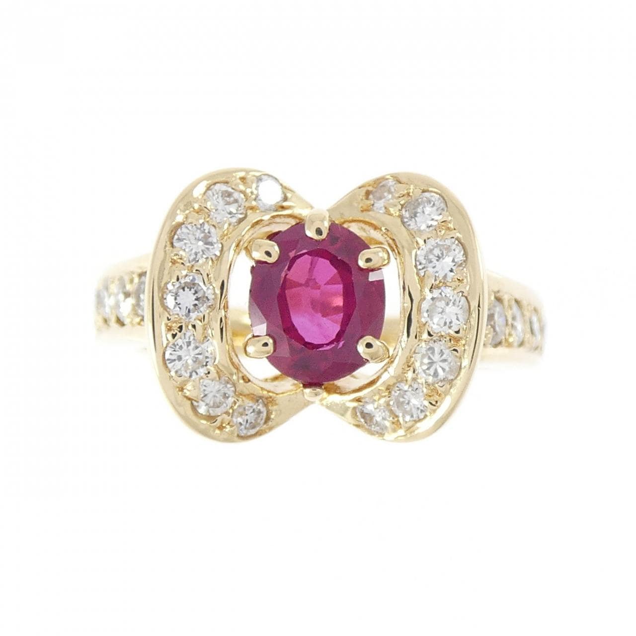 K18YG ルビー リング 0.85CT