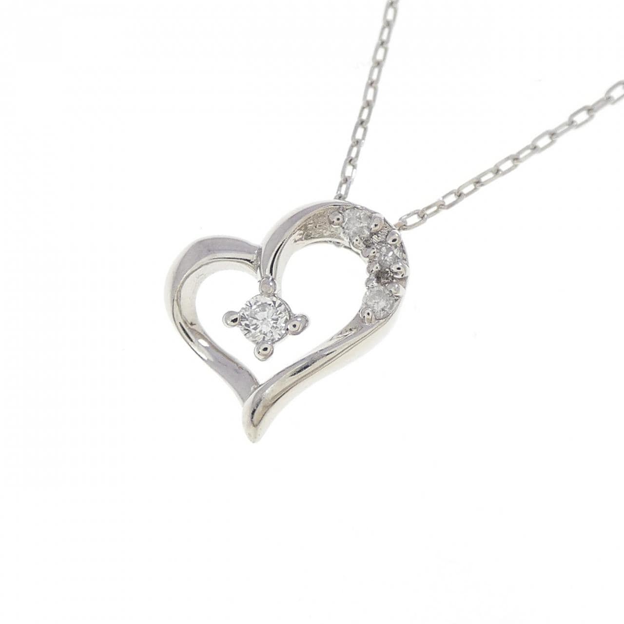 PT900/PT850 ハート ダイヤモンド ネックレス 0.03CT