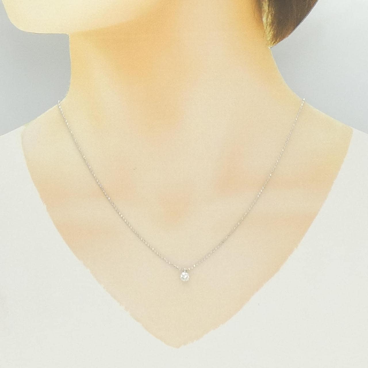 PT900/K18WG ソリティア ダイヤモンド ネックレス 0.31CT