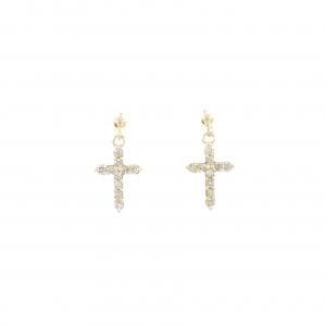 K18YG クロス ダイヤモンド ピアス 0.30CT