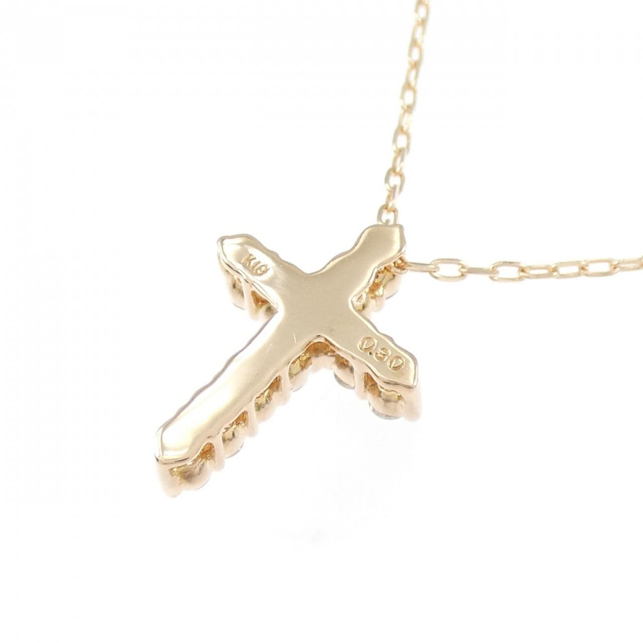K18PG クロス ダイヤモンド ネックレス 0.30CT