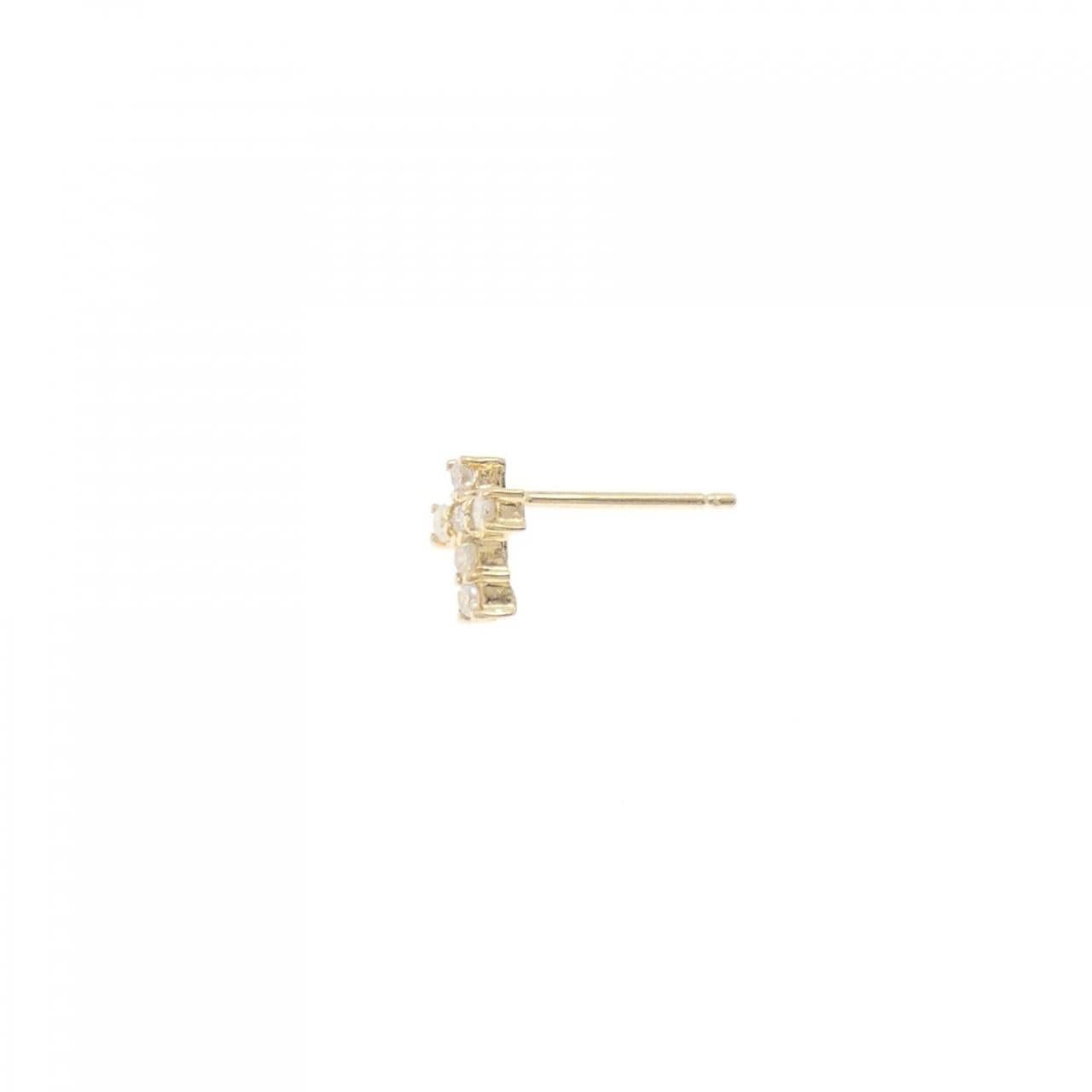 K18YG クロス ダイヤモンド ピアス 0.06CT 片耳