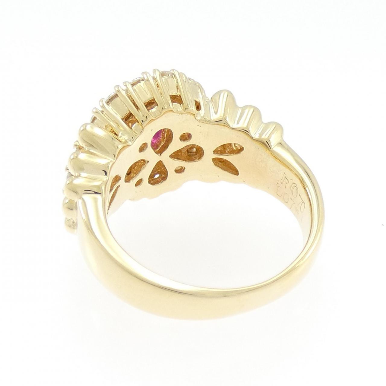 K18YG ルビー リング 0.70CT