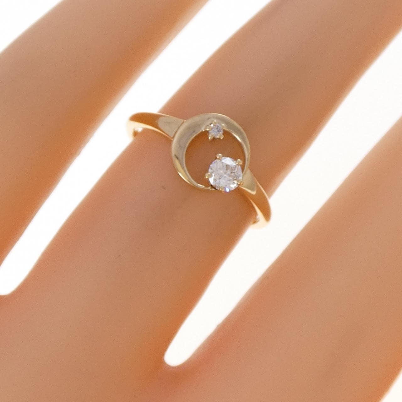 K18YG ムーン ダイヤモンド リング 0.117CT