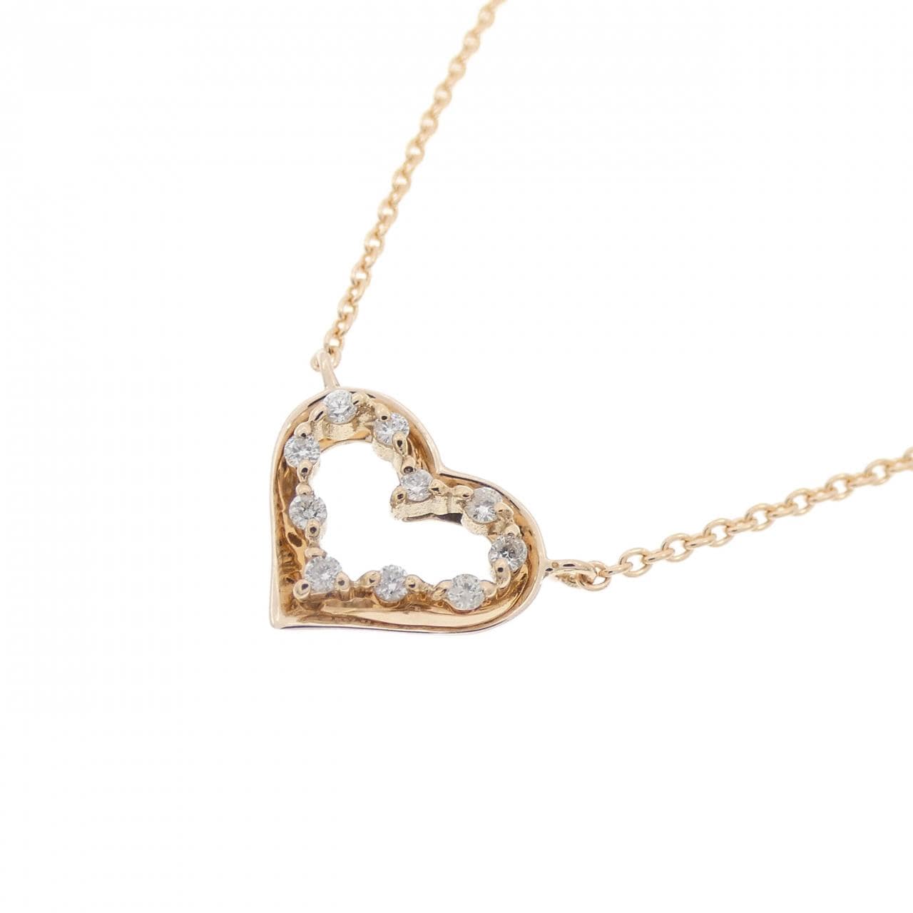 K18PG ハート ダイヤモンド ネックレス 0.07CT