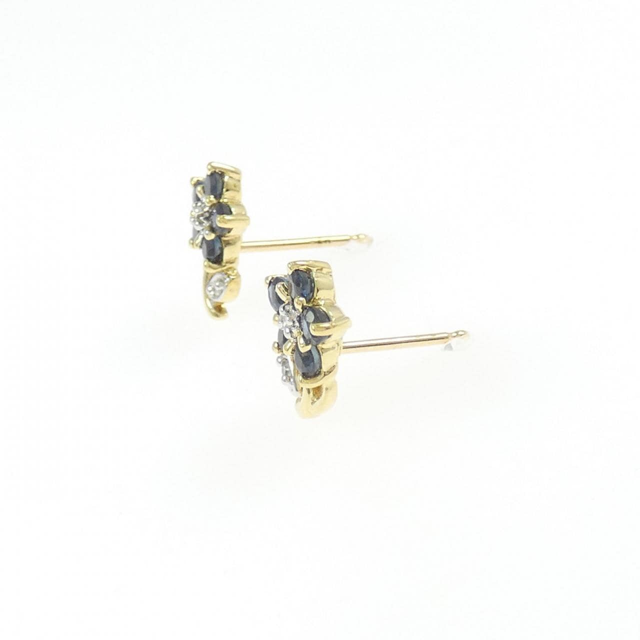 K18YG/K18WG フラワー サファイヤ ピアス 0.55CT