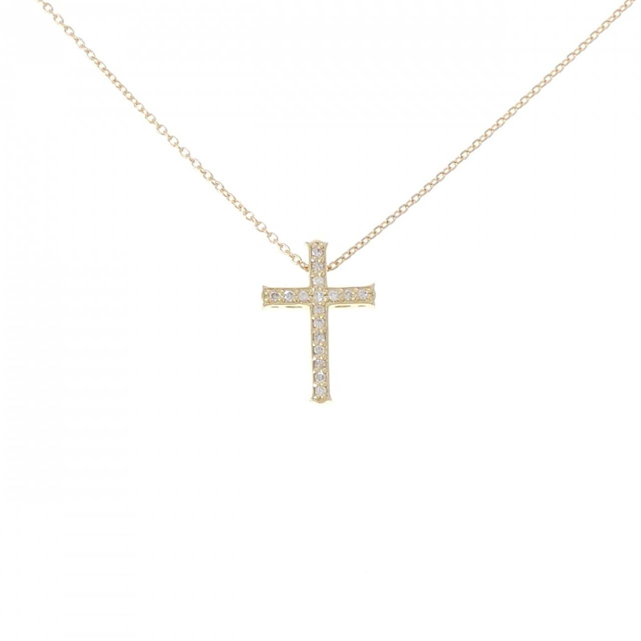 K18YG クロス ダイヤモンド ネックレス 0.08CT