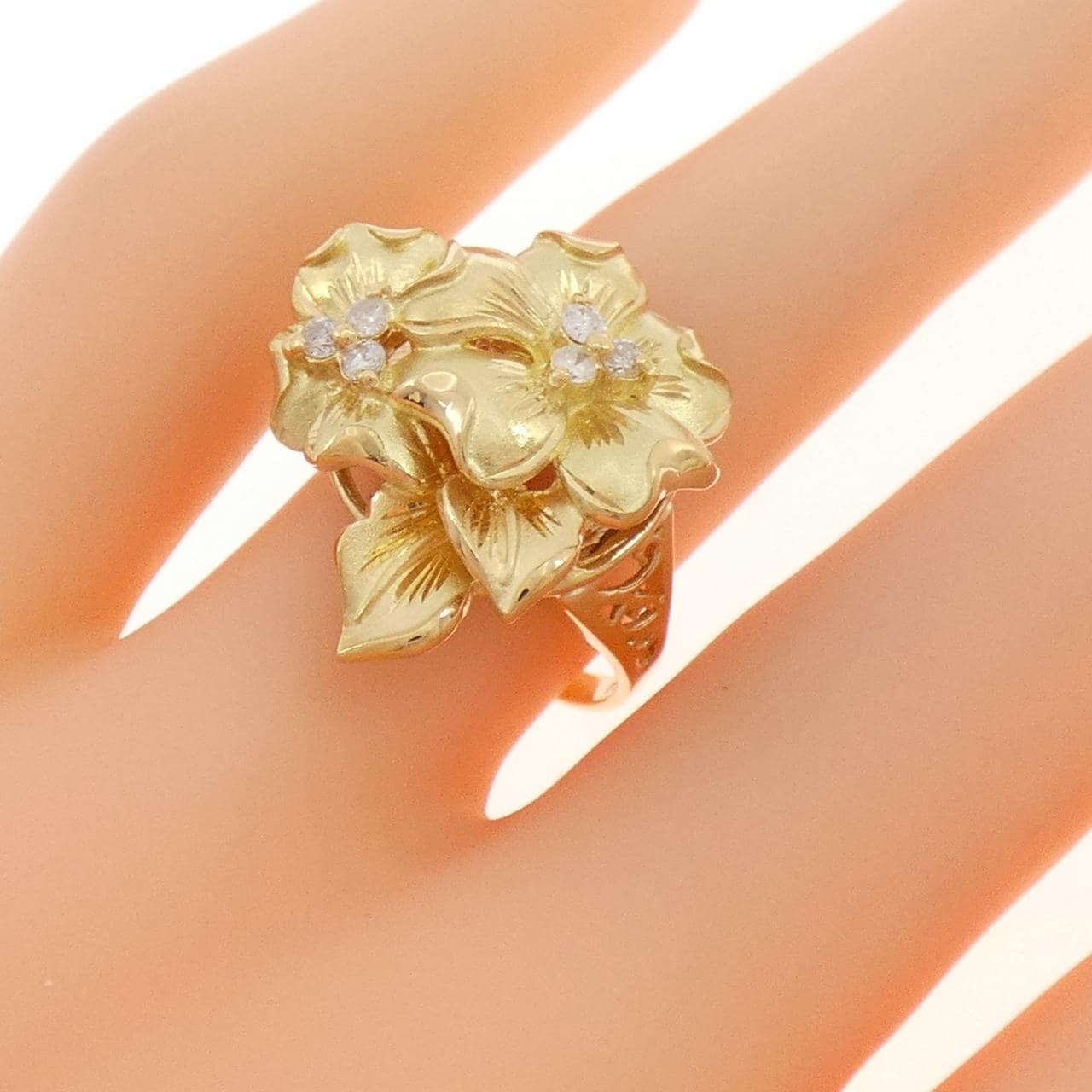 K18YG/K18PG花朵鑽石戒指0.04克拉