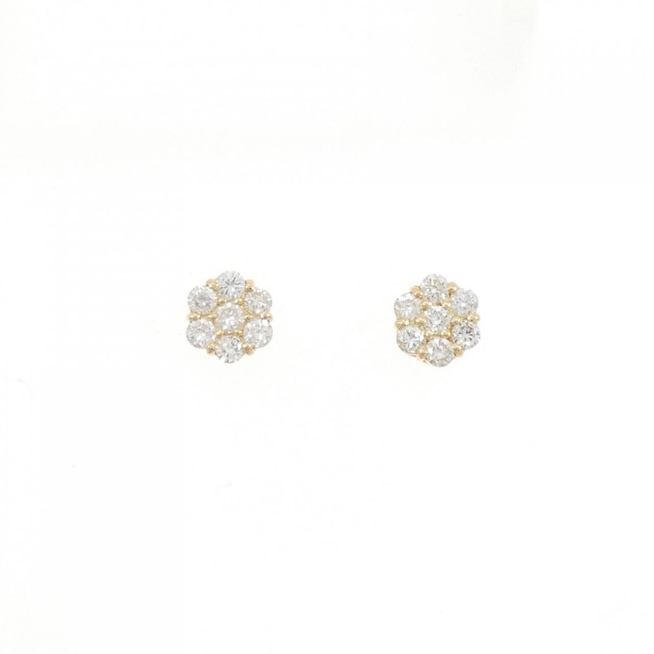 K18YG フラワー ダイヤモンド ピアス 0.50CT