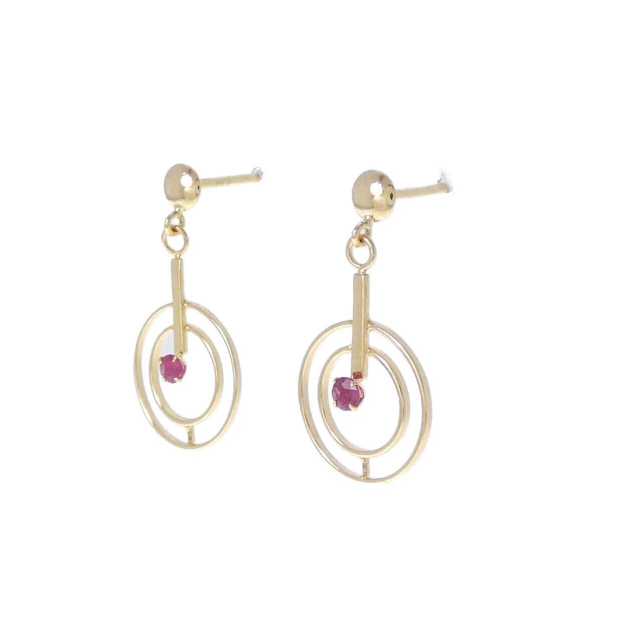 K18YG ルビー ピアス