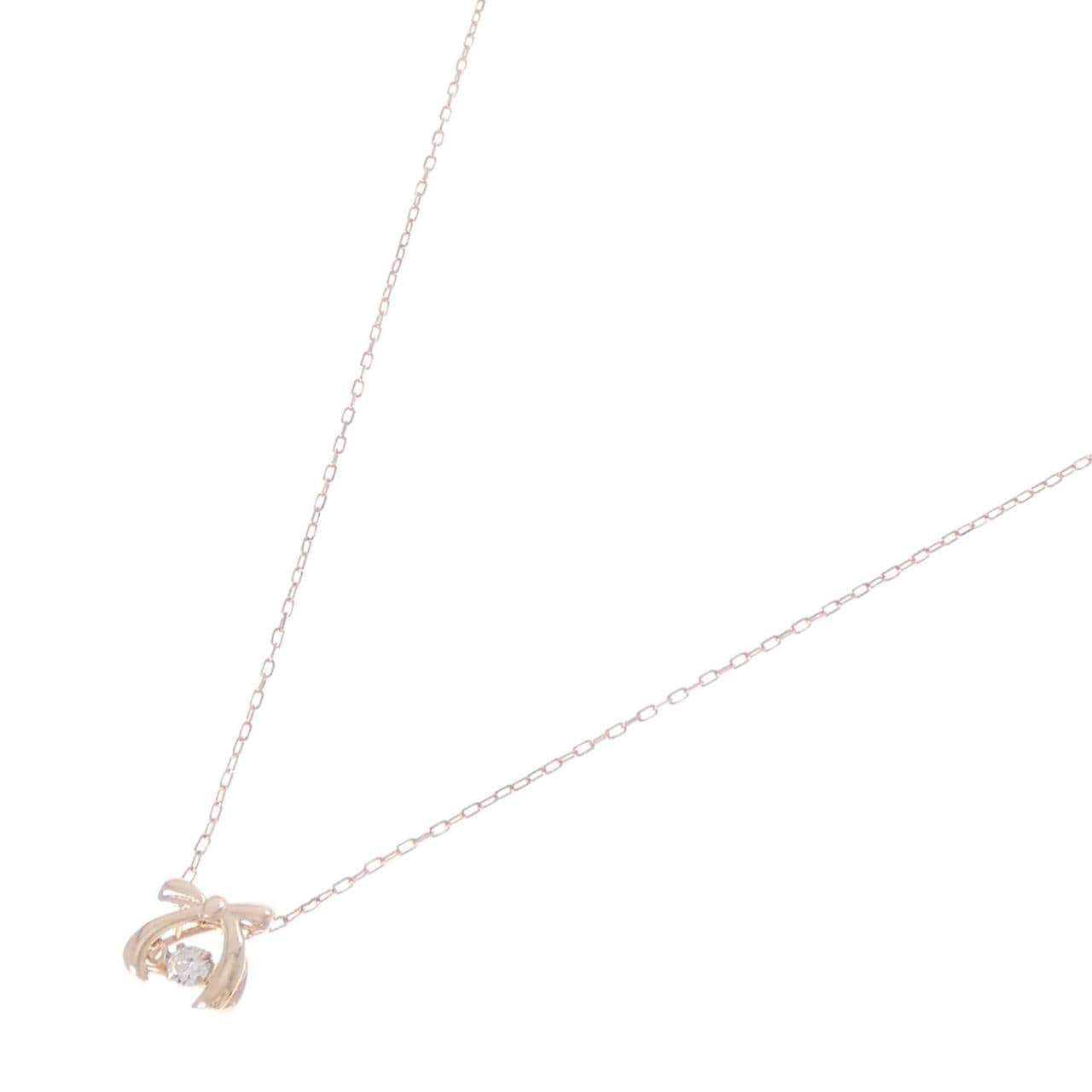 K10PG リボン ダイヤモンド ネックレス 0.05CT