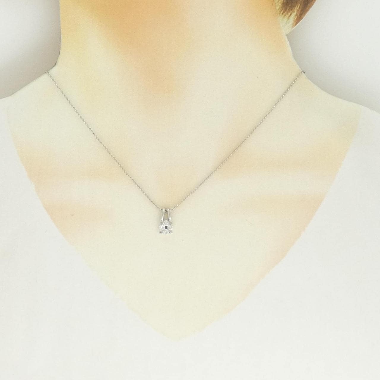 PT900/PT850 フラワー ダイヤモンド ネックレス 0.30CT