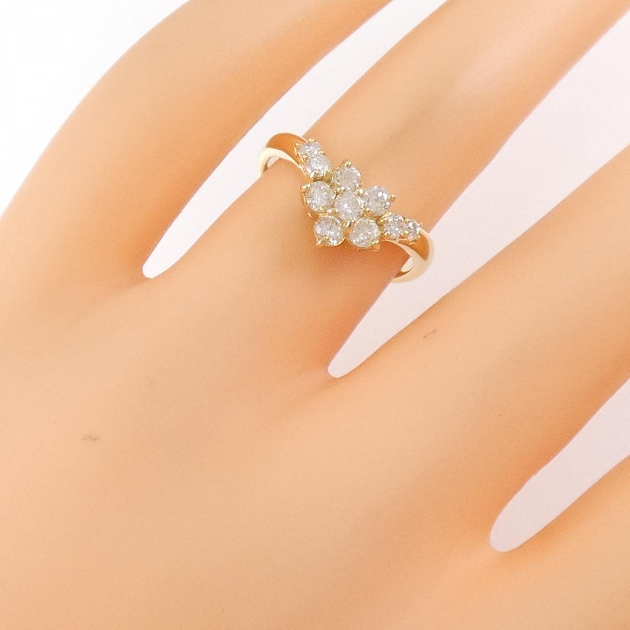 K18YG フラワー ダイヤモンド リング 0.53CT