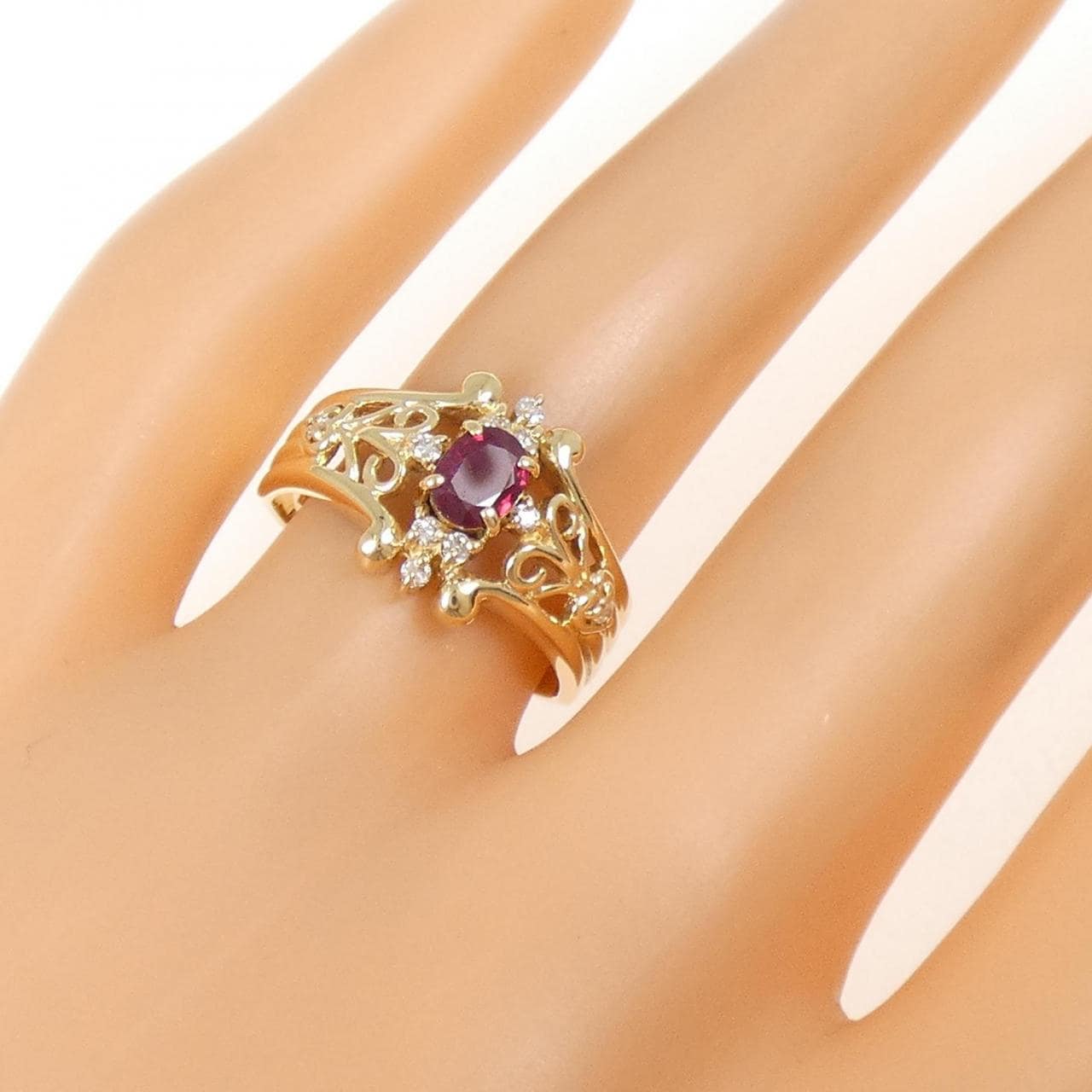 K18YG ルビー リング 0.36CT
