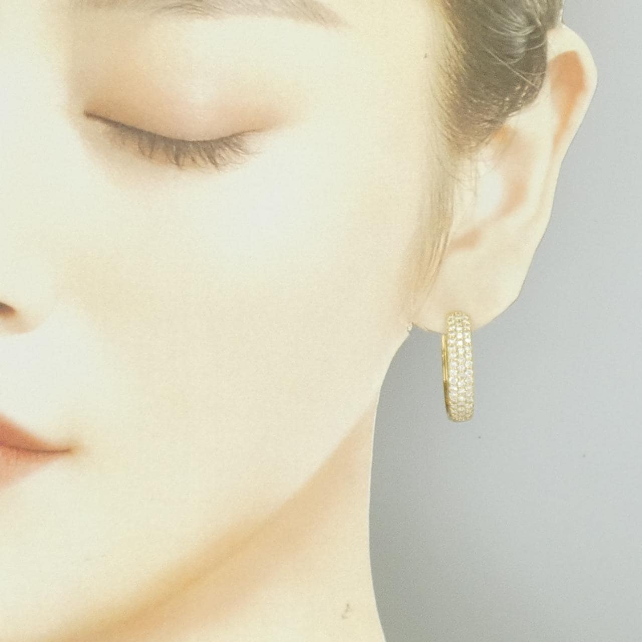 K18YG パヴェ ダイヤモンド ピアス 1.50CT