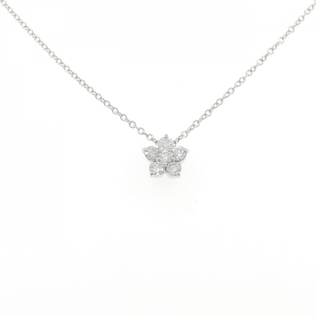 K18WG フラワー ダイヤモンド ネックレス 0.50CT
