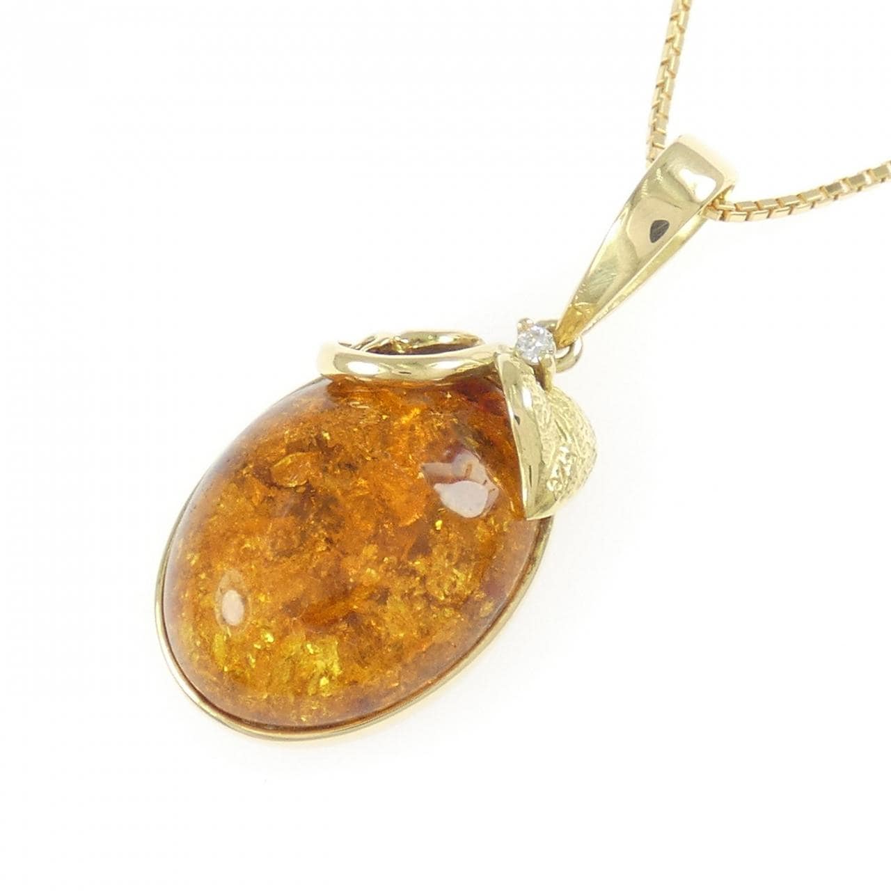 K18YG 琥珀 ネックレス