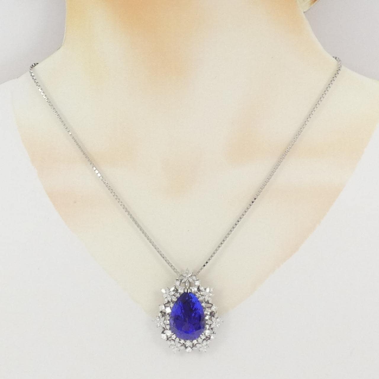 PT900/PT950 タンザナイト ネックレス 25.472CT