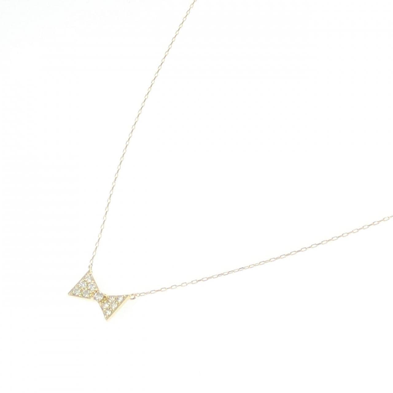 K18YG リボン ダイヤモンド ネックレス 0.10CT