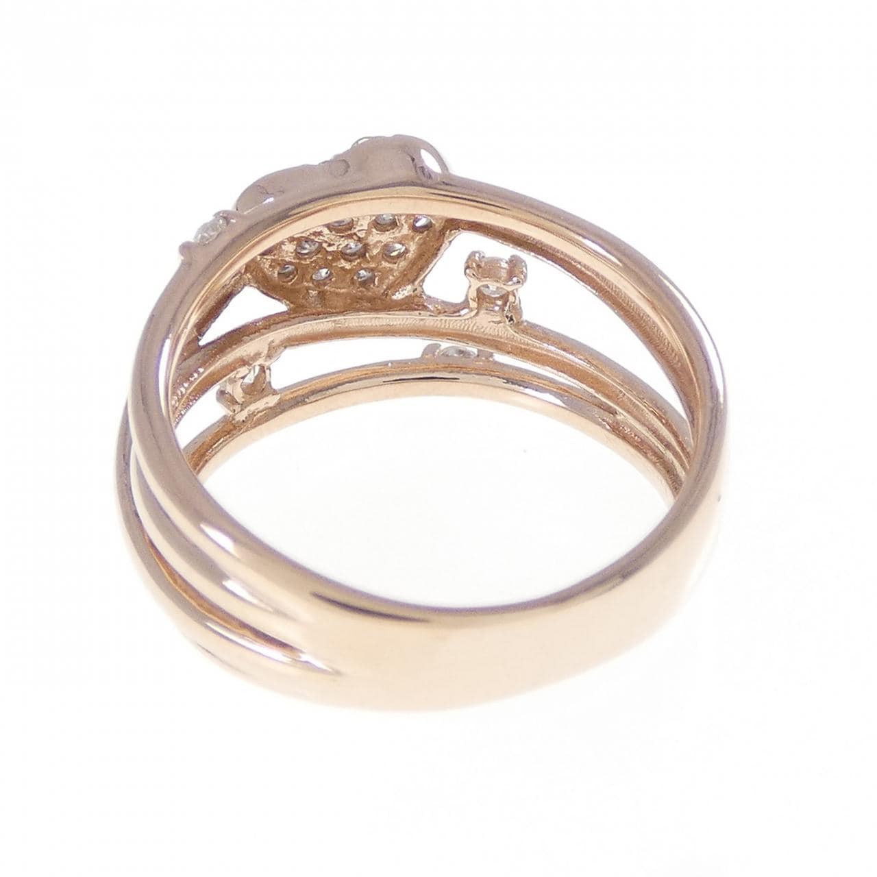 K10PG ハート ダイヤモンド ピンキーリング 0.19CT