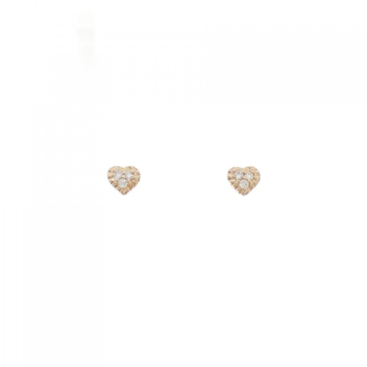 K18PG Heart Diamond Earrings 0.04CT