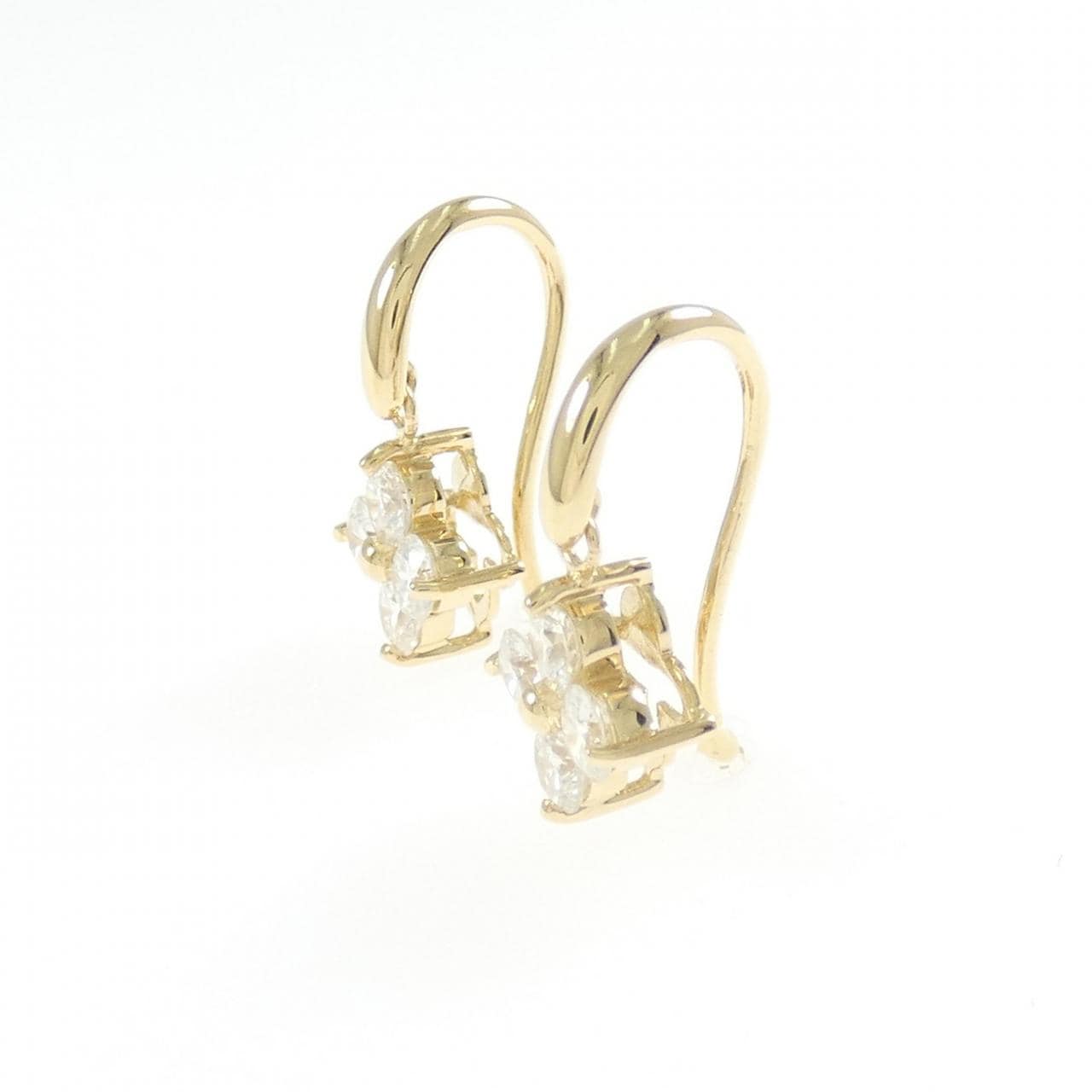 【リメイク】K18YG フラワー ダイヤモンド ピアス 1.00CT