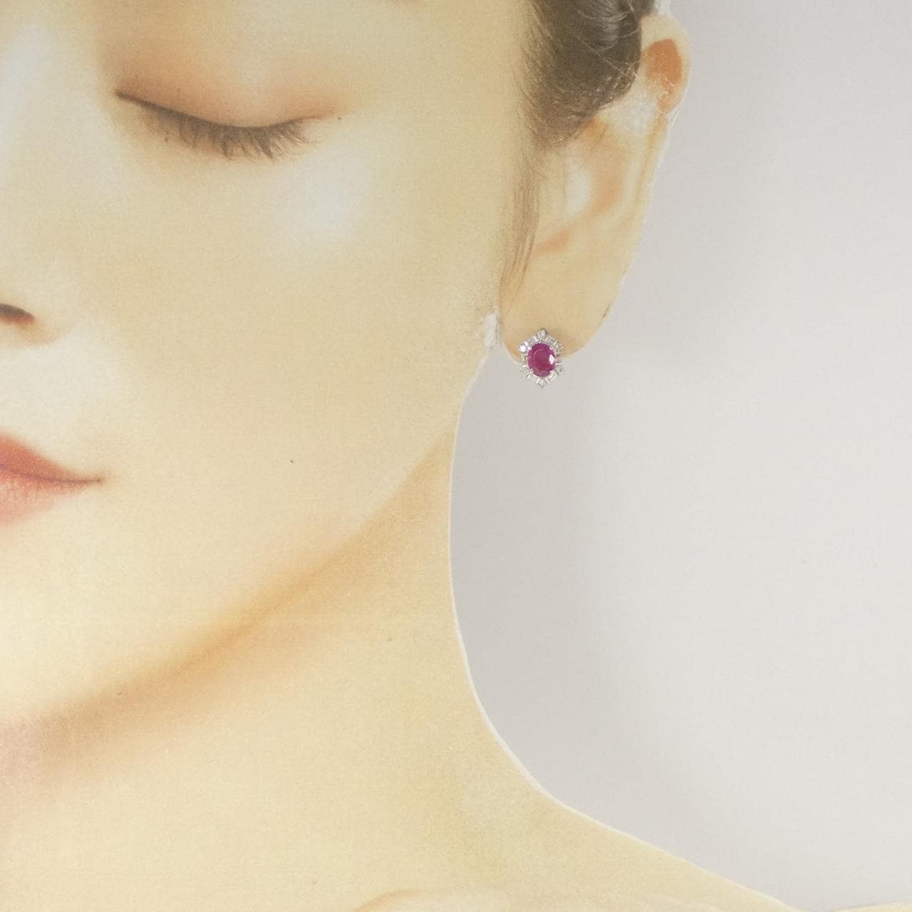 K14WG ルビー ピアス 1.06CT