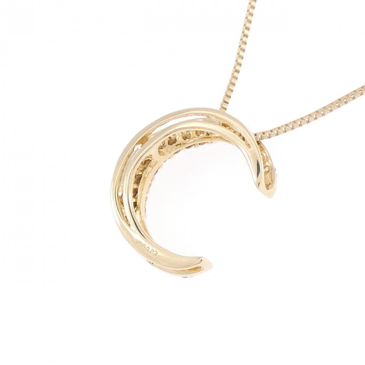 K18YG ムーン ダイヤモンド ネックレス 0.23CT