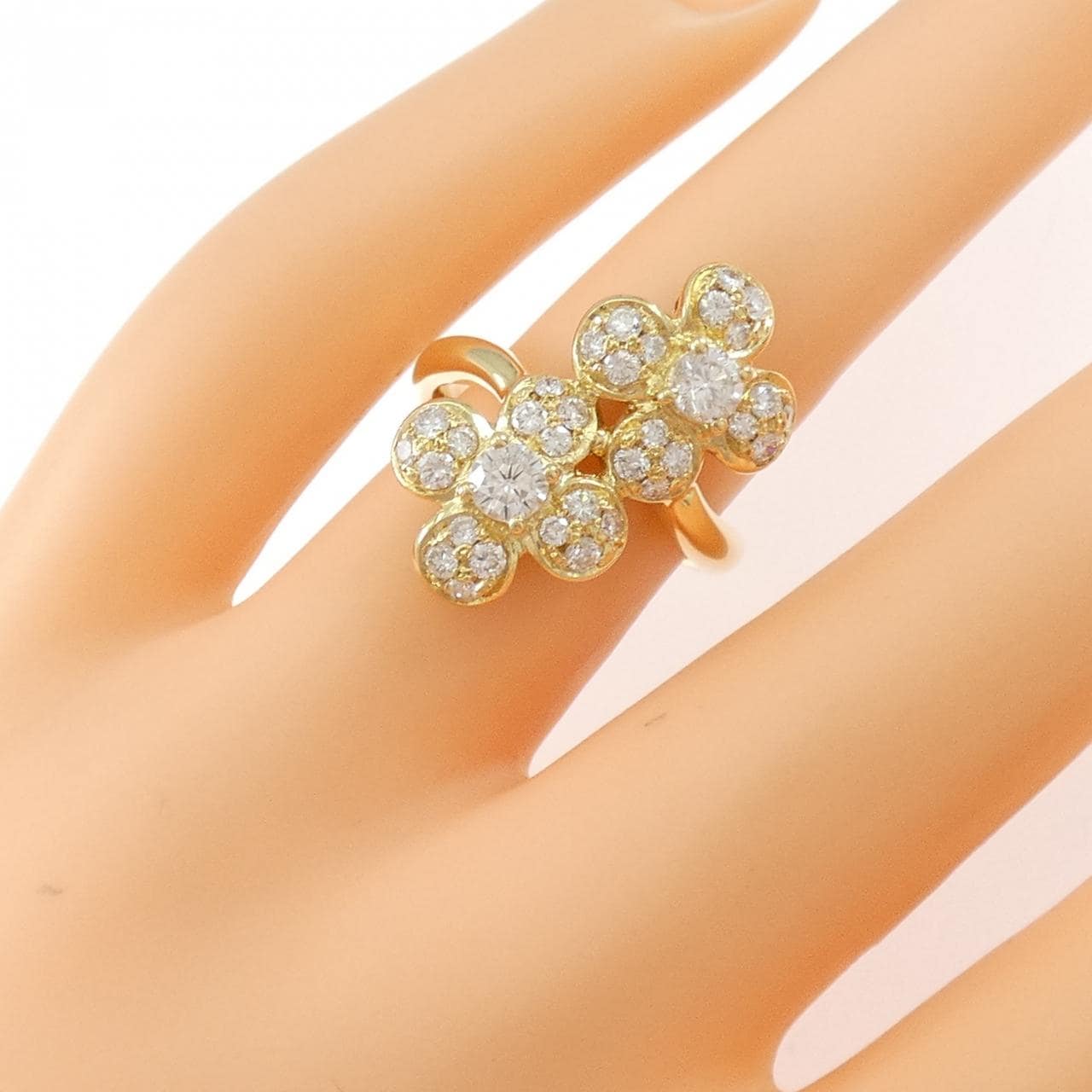 K18YG フラワー ダイヤモンド リング 1.09CT