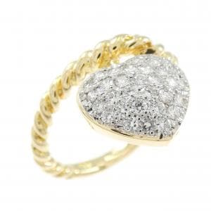 K18YG/PT ハート パヴェ ダイヤモンド リング 0.35CT