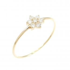 【リメイク】K18YG フラワー ダイヤモンド リング 0.10CT