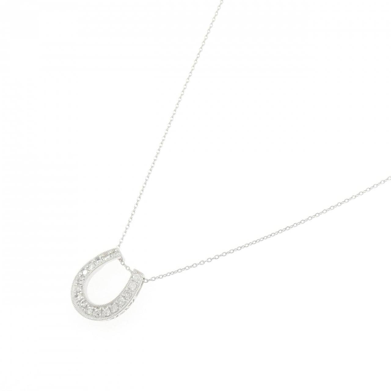 K18WG ホースシュー ダイヤモンド ネックレス 0.28CT