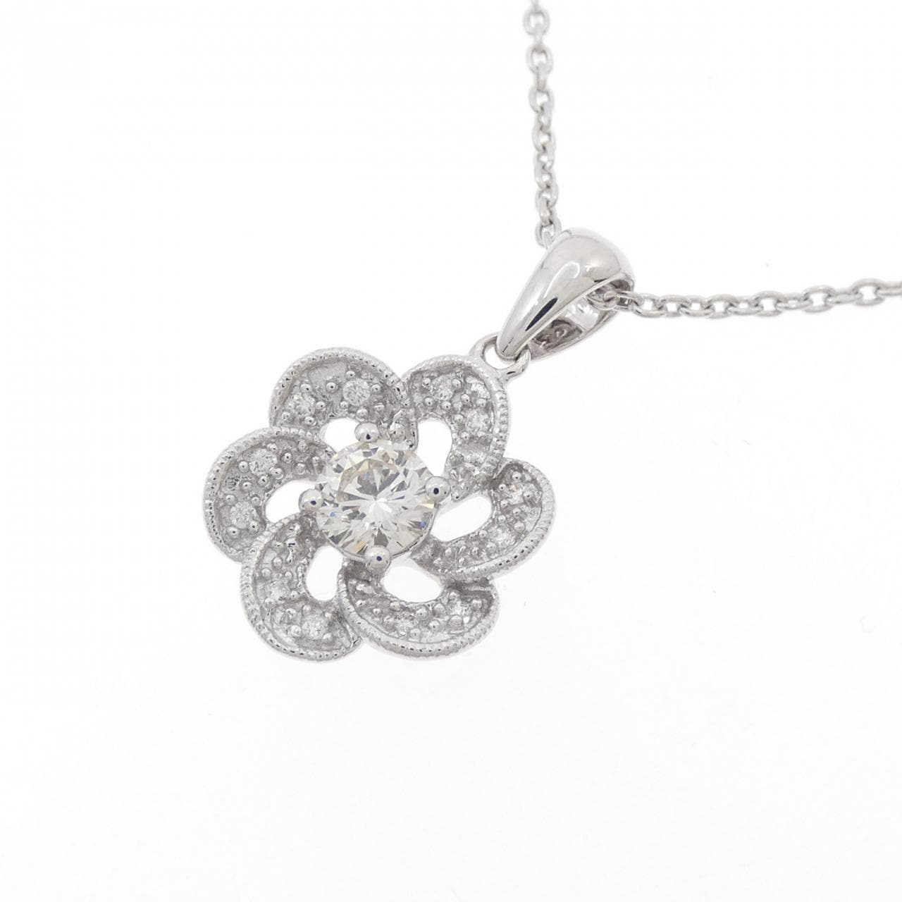K18WG 花朵钻石项链 0.33CT