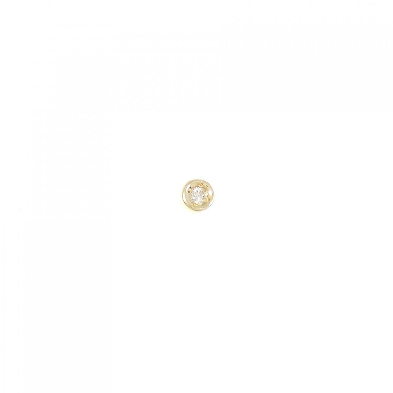 K18YG ソリティア ダイヤモンド ピアス 片耳