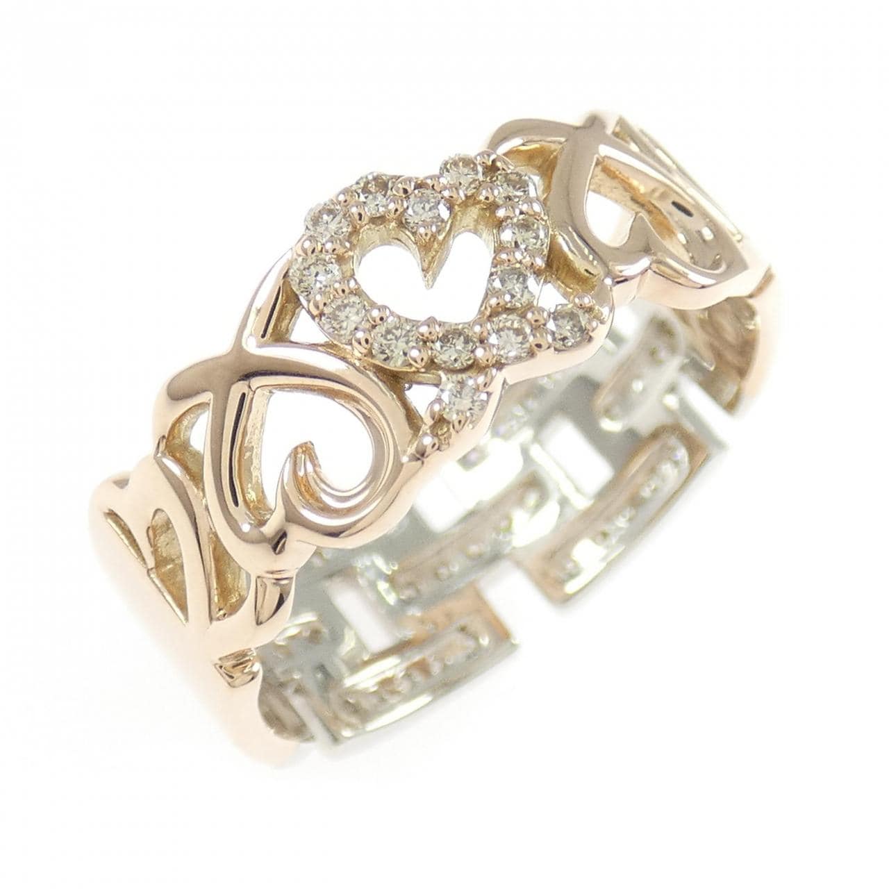 K18PG/PT900 ハート ダイヤモンド リング 0.32CT