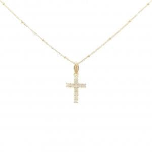 K18YG クロス ダイヤモンド ネックレス 0.3CT