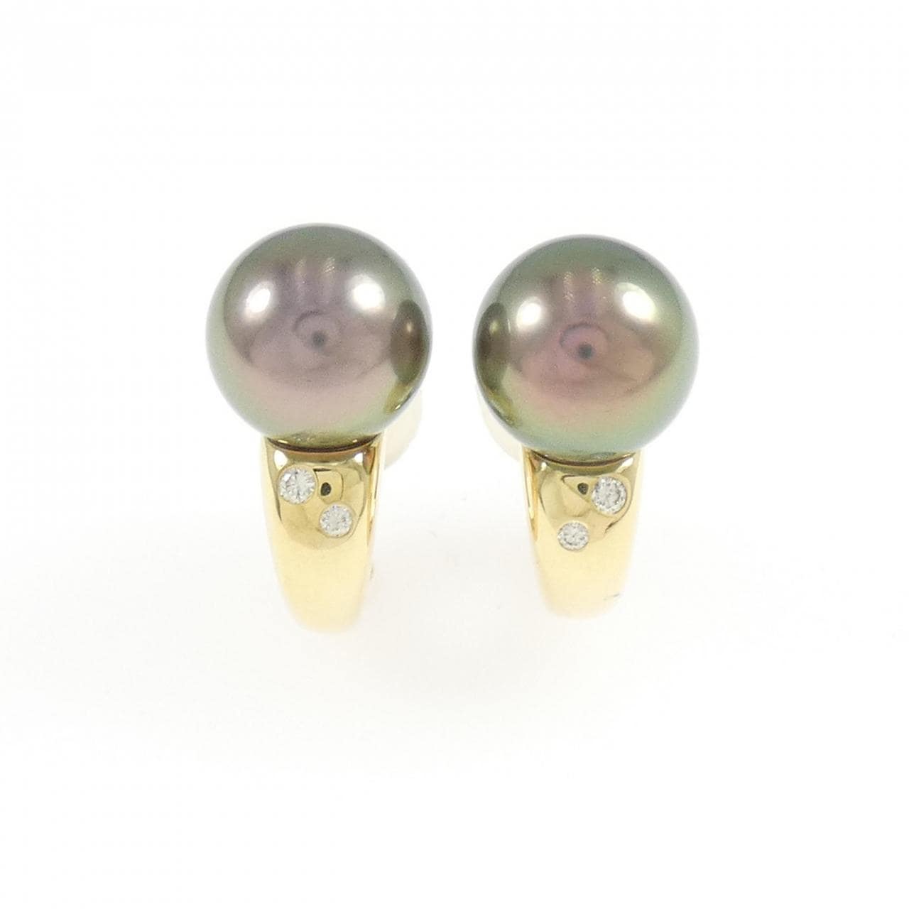 タサキ 黒蝶パール イヤリング 9.8mm