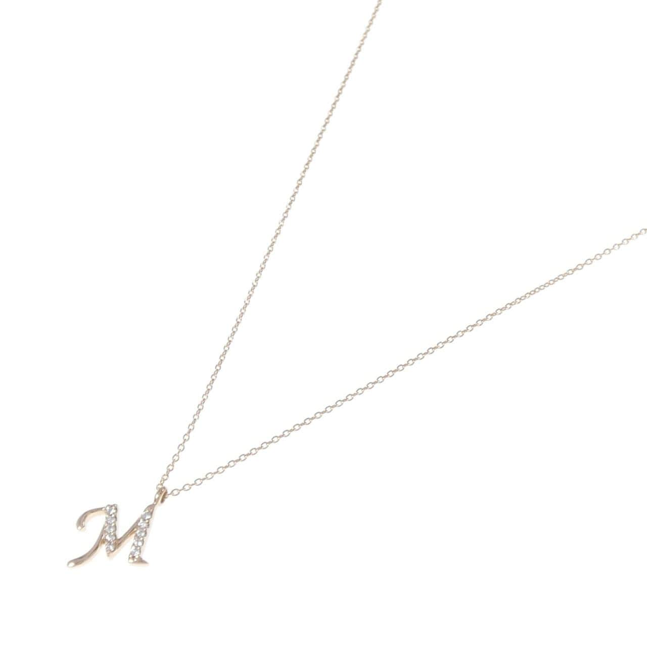K18PG イニシャルM ダイヤモンド ネックレス 0.06CT