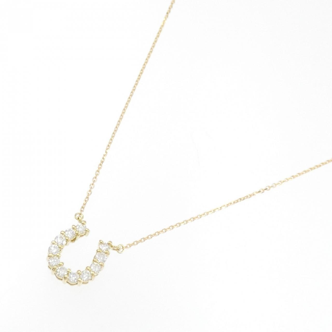 [BRAND NEW] K18YG Horseshoe Diamond Necklace 0.302CT