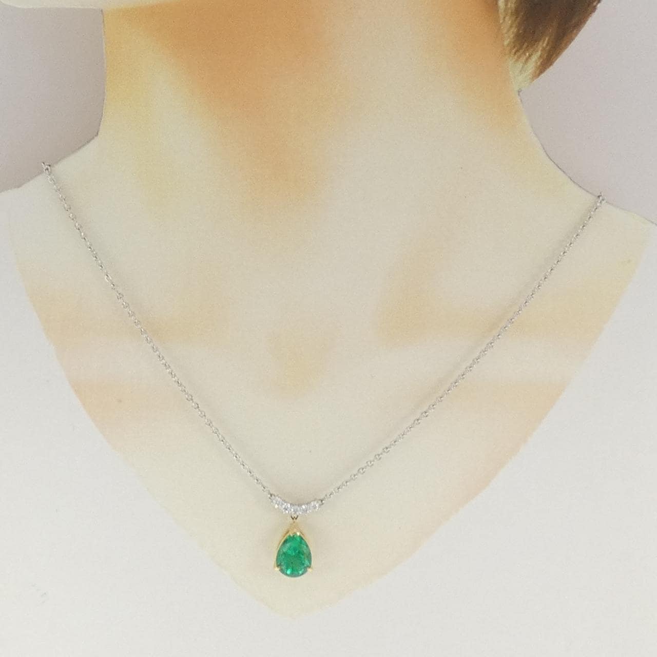 K18YG/PT850 エメラルド ネックレス 4.20CT コロンビア産