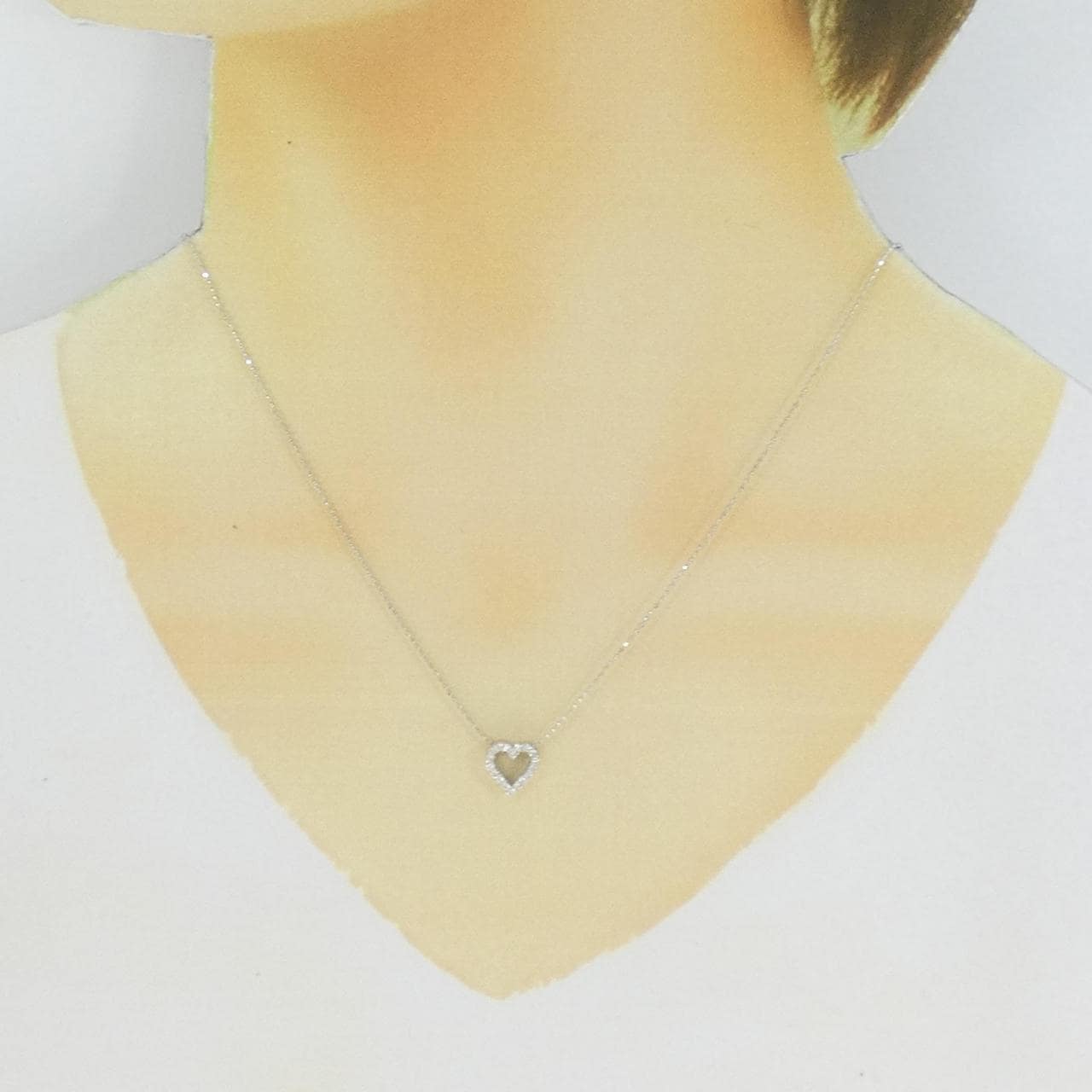 K18WG 心形钻石项链 0.18CT