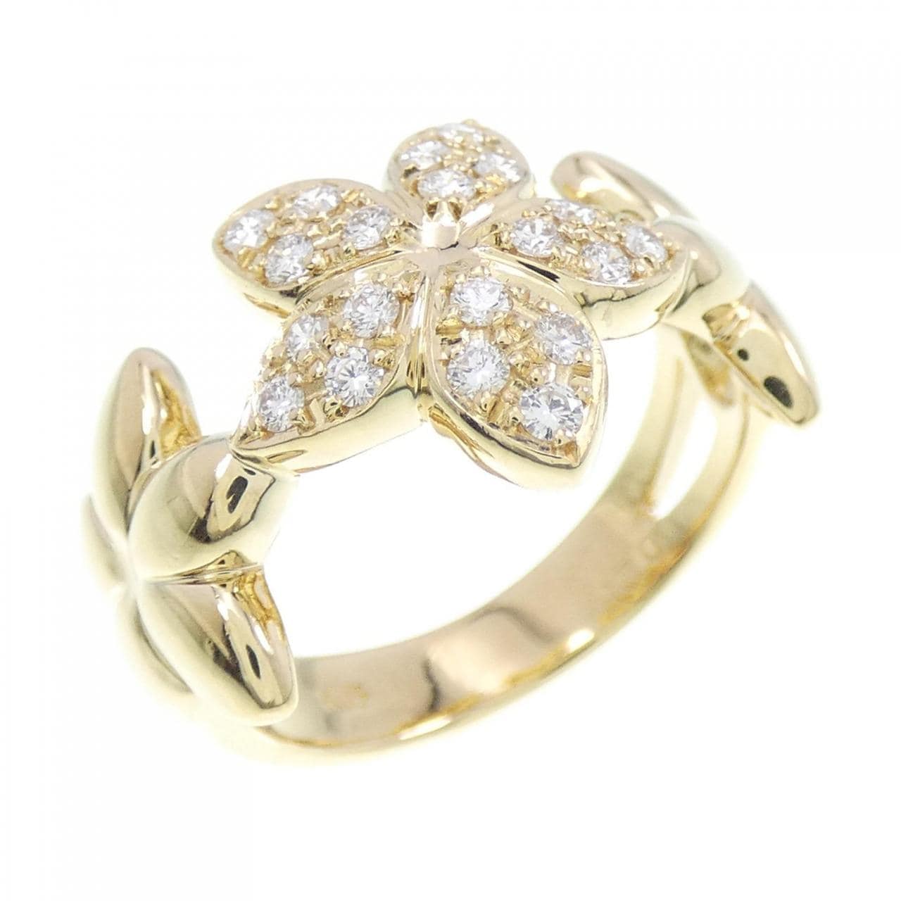 K18YG flower Diamond ring 0.25CT