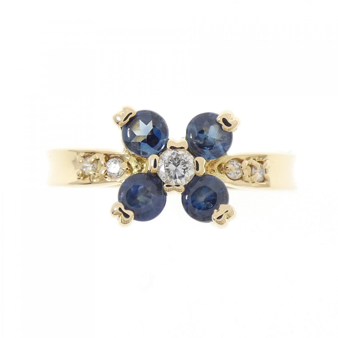 K18YG フラワー サファイヤ リング