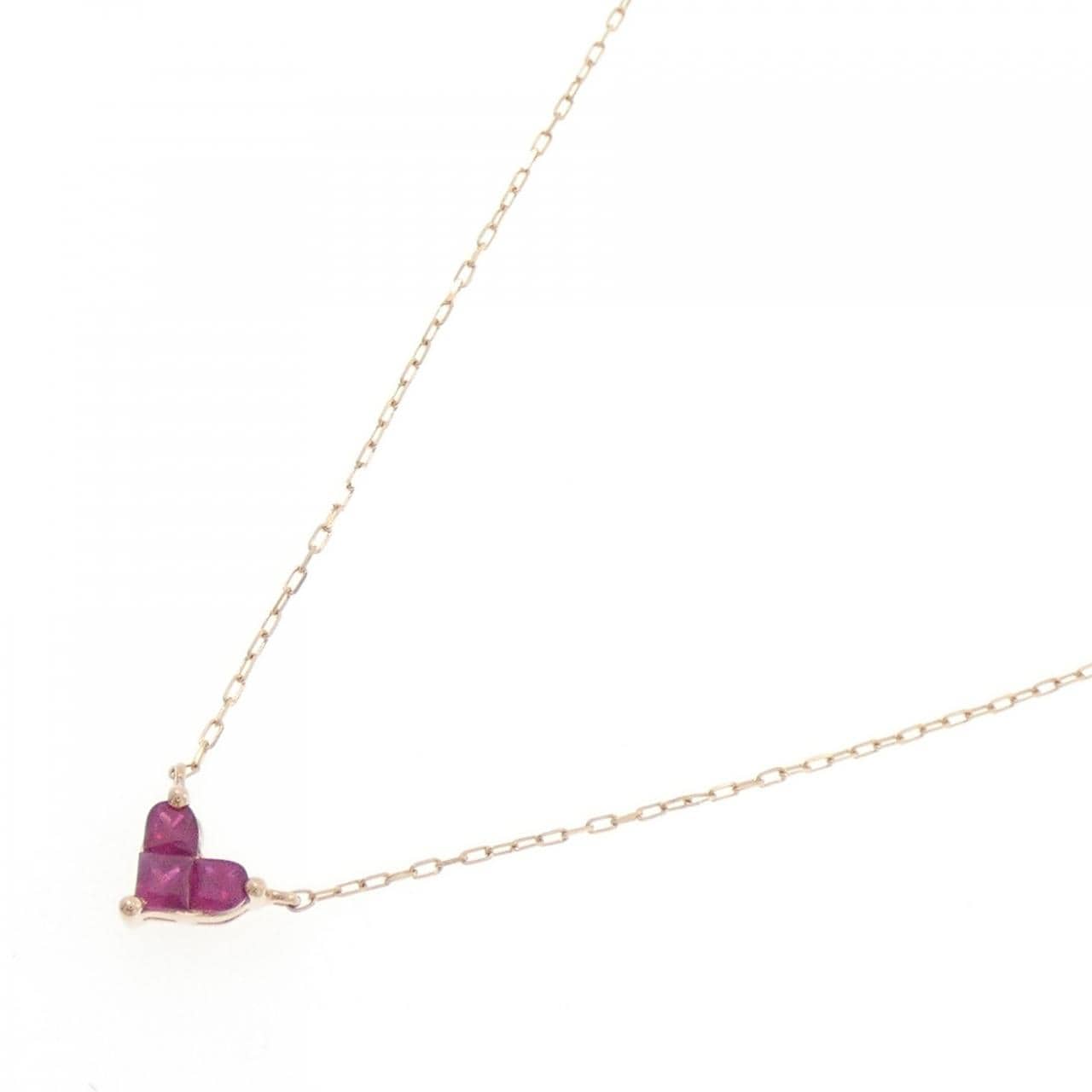 K18PG ハート ルビー ネックレス 0.25CT