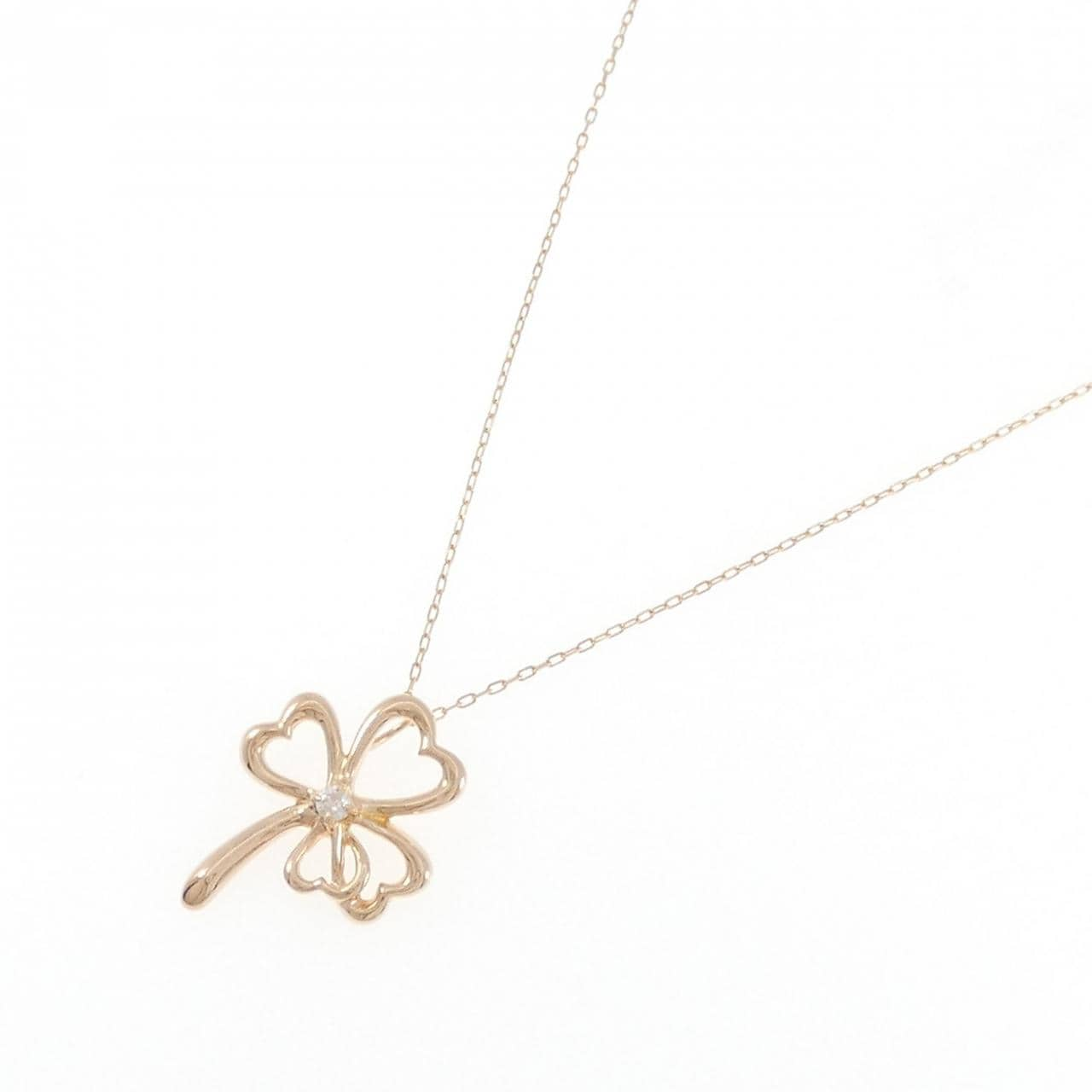 K18PG Clover x Heart Diamond Necklace