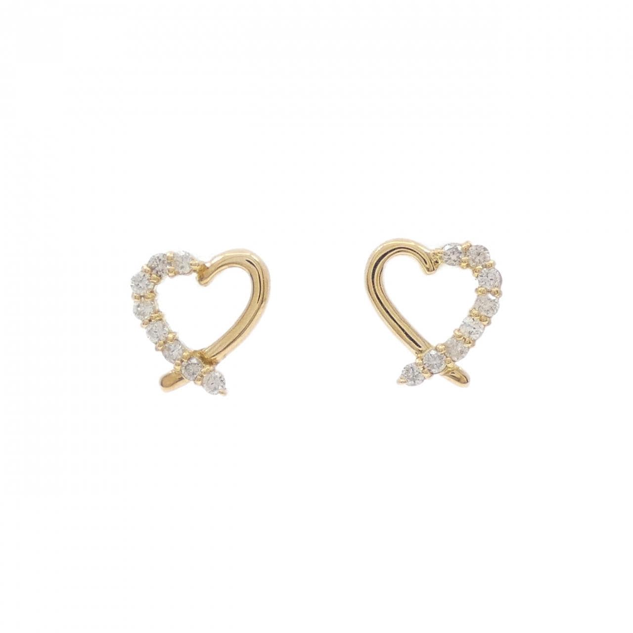 [BRAND NEW] K18YG heart Diamond earrings 0.20CT